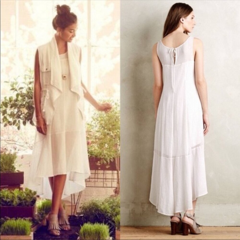 Anthropologie Leifsdottir White Sleeveless Cotton Dress